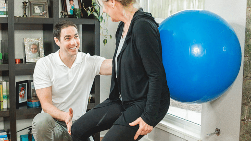 Eric Finger Physical Therapist working with a physical therapy patient in Austin as part of In-Home therapy