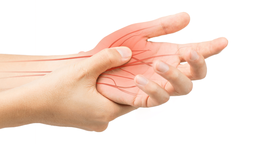 Person holds hand in pain where nerves are as part of CRPS And How The Stimpod Neurostimulator Can Help