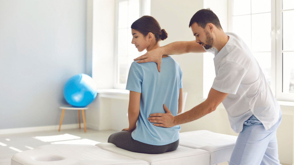 A physical therapist in Austin Texas helps a patient learn How PT Helps Prevent Osteoporosis During Menopause