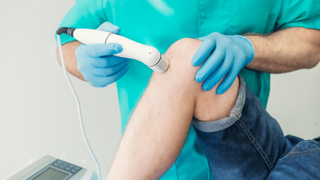 A man who is Injured, But Still Busy receives Concierge Cold Laser Therapy in Austin Texas that Comes to You