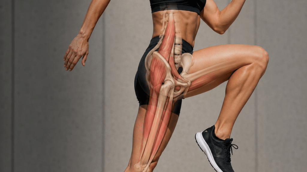 Woman doing a running stretch as she learns Loading Versus Stretching for Hip Flexors