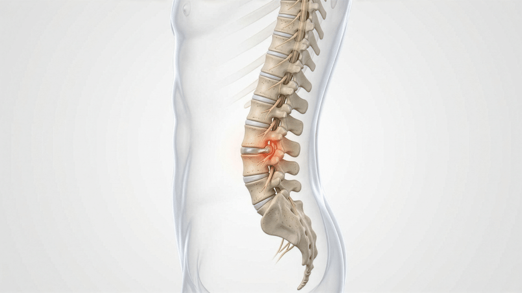 Spine illustration showing lower back pain from a person wondering Is My Foot Pain Actually a Back Problem Showing Up in My Foot?