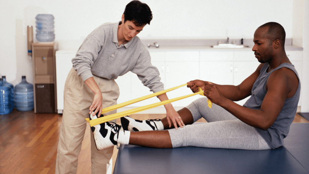 Wooten, TX in-home physical therapy in action as a physical therapist works with a patient's feet