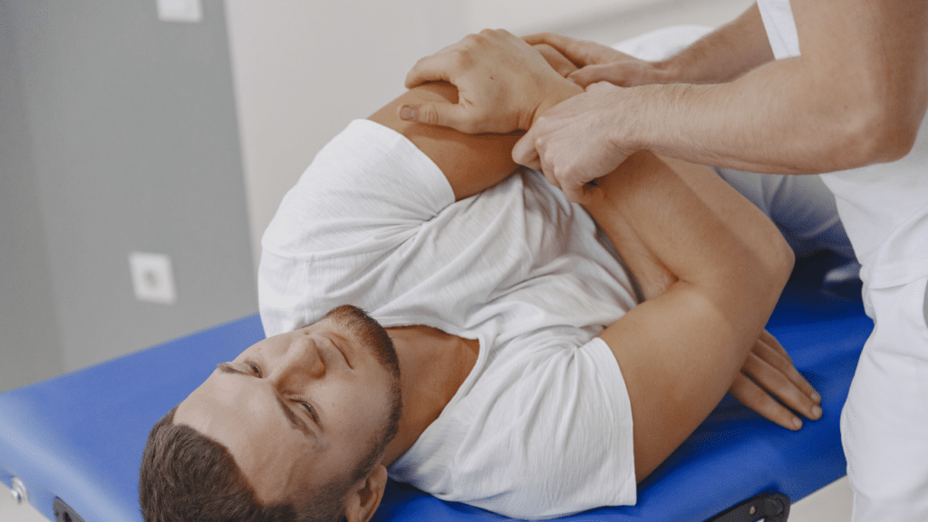 PT helps a patient with elbow pain with in-home physical therapy crestview, tx