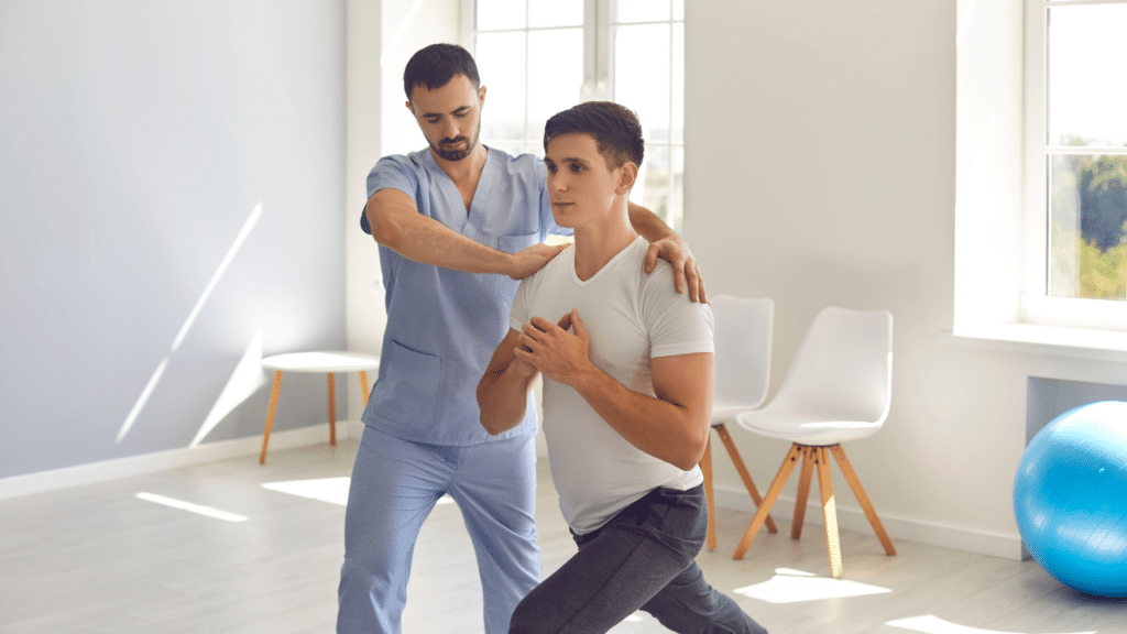 PT helps patient with back pain as part of in-home physical therapy in zilker, tx