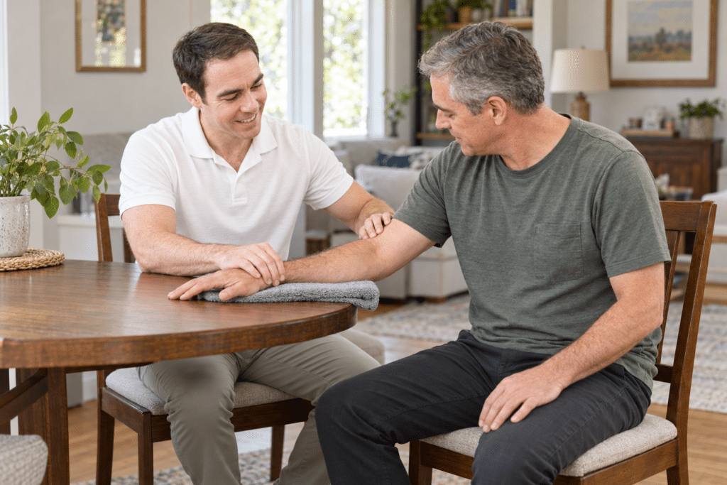 Man works through Elbow Pain Physical Therapy in Austin, TX